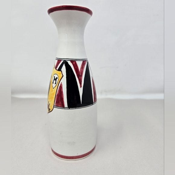 Vintage Italian Ceramic Vase Hand Painted Owl On Branch Intials U M Crown - Picture 2 of 9